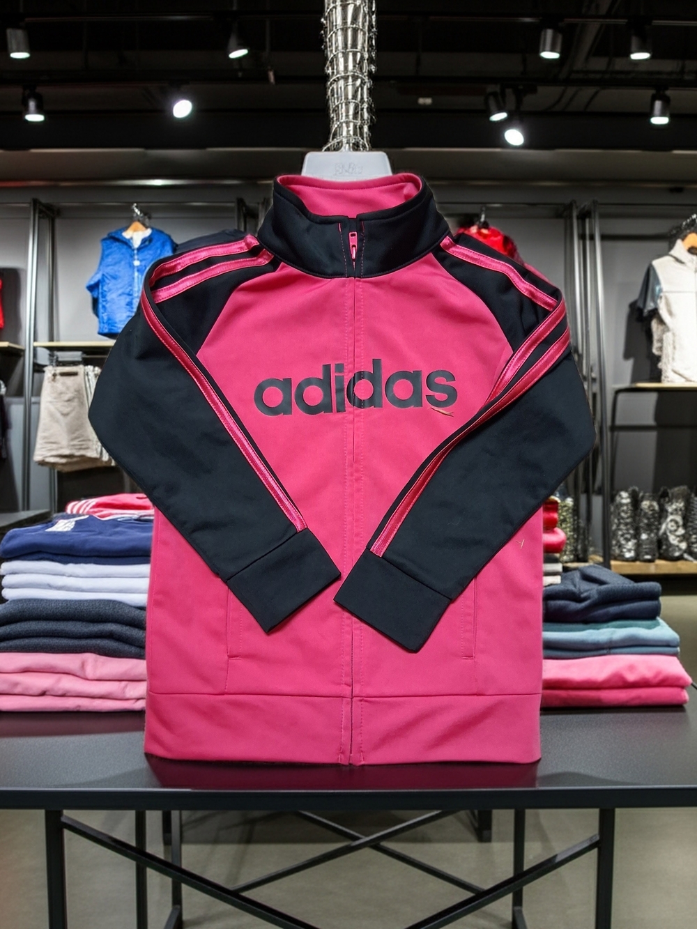 adidas Pink and Black Kids Track Jacket